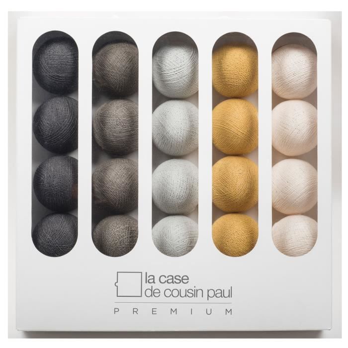 Guirlande Lumineuse Thelonious LED - 20 boules Anthracite,Gris Clair,Ivoire,Moutarde,Gris Foncé