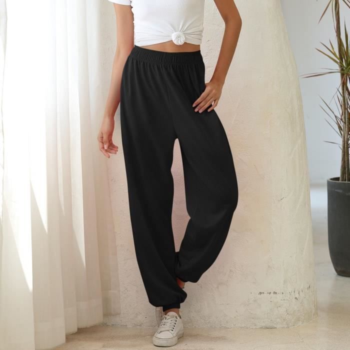 Pantalon de jogging de sport à taille élastique pour femmes - Noir