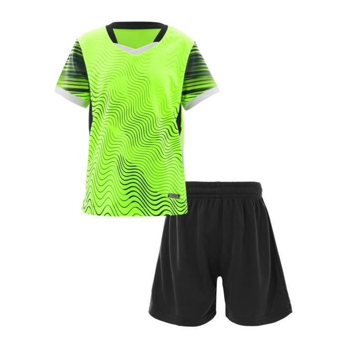 YOOJIA Ensemble de Vetements de Football Garçons Enfants Shorts Sport Cordon Soccer Jersey T-Shirt à Manches Courtes 5-14 Ans