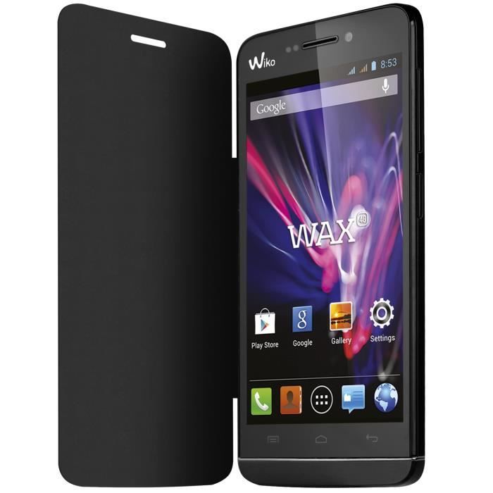 Wiko Folio Coque Support pour Wax Noir