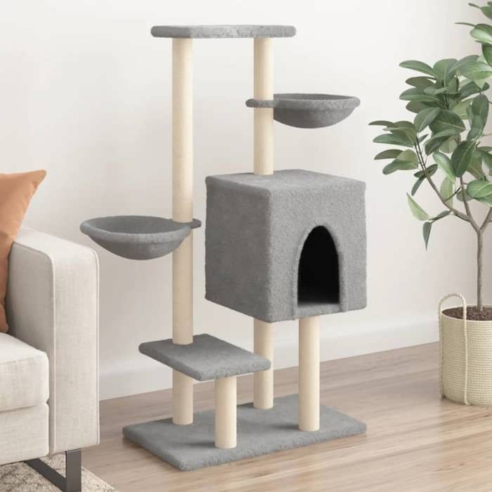 vidaXL Arbre à chat avec griffoirs en sisal gris clair 117 cm 172119