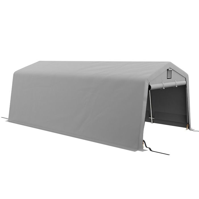 Tente garage carport Outsunny - 6,2L x 3,3l x 2,4H m - Acier galvanisé - Protection anti-UV - Gris