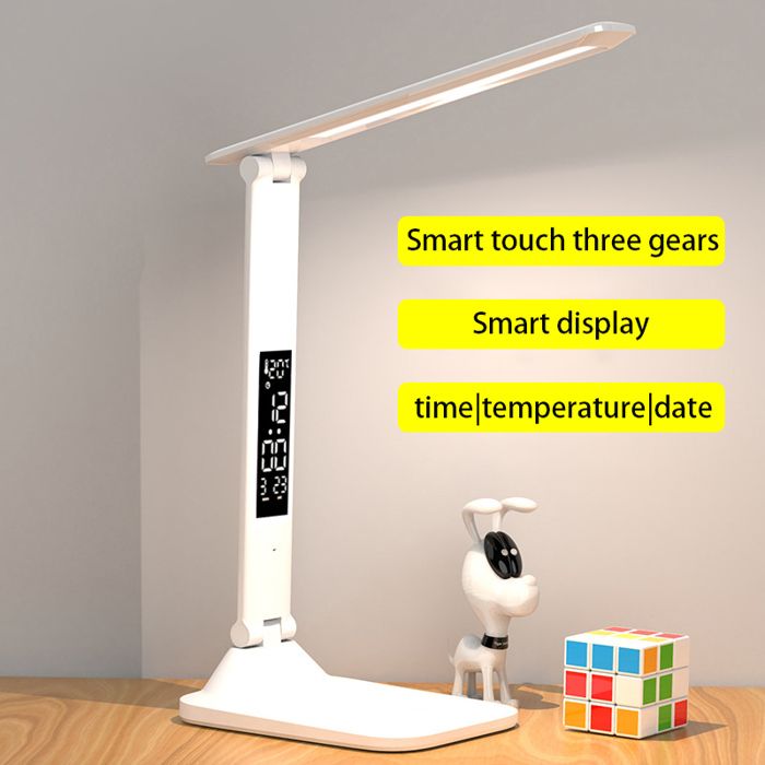 Lampe de Table Led tactile pliable Rechargeable par USB avec réveil thermomètre veilleuse à intensité variable