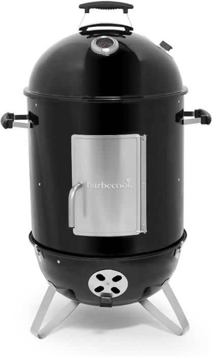 Fumoir 3 En 1 - 40cm Diamètre, 2 Étages, Avec Thermomètre - Pour Griller, Fumer, Braiser - 4
