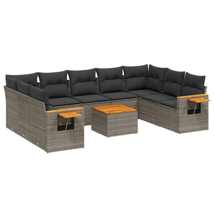 vidaXL Salon de jardin 10 pcs Coussins résine tressée