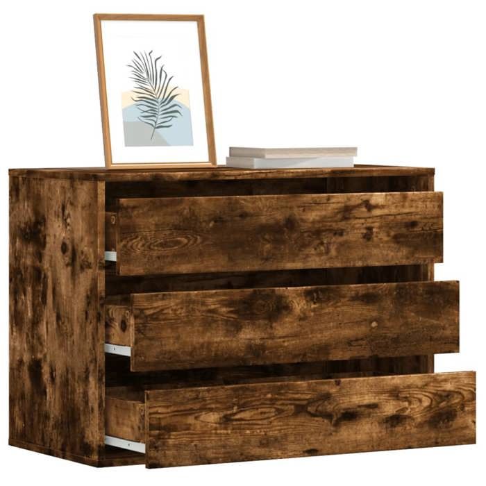 vidaXL Commode dangle chêne fumé 80x41x58 cm bois dingénierie commode à tiroirs classeur armoire à tiroirs armoire de 852856