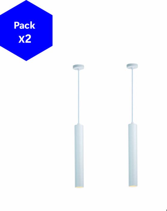 Pack de 2 Lampes Suspendues en Aluminium Doré Minimalistes en Forme de Tube 40cm avec Douille GU10