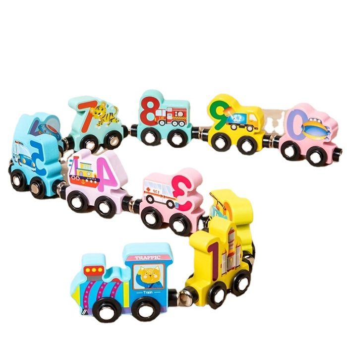 Train Magnétique 11pcs, Trains Magnétiques En Bois Natrual