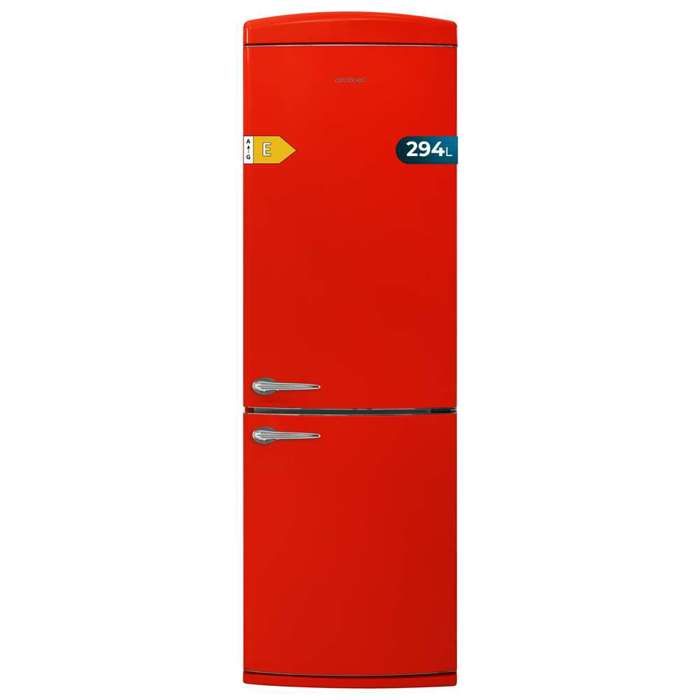 Réfrigérateur congélateur - CECOTEC - CoolMarket Combi Origin 294+ - Rouge - Total No Frost - 294L - Cecotec