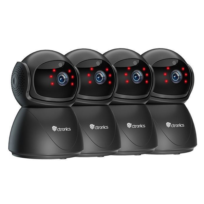 Lot de 4 Caméra Surveillance Ctronics Intérieur 5MP WiFi 2.45Ghz PTZ Détection Humaine Mouvement Suivi Auto Distance 20M