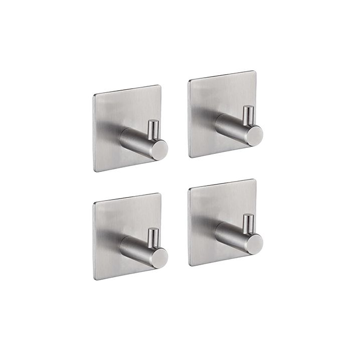 Lot de 4 crochets adhésifs muraux 3M en inox gris – AIMOONSA résistants à la rouille installation sans perceuse