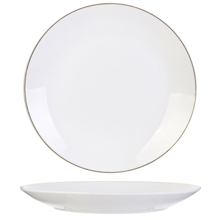 Assiette Plate - Pear Gold - Porcelaine Blanche - Bord Doré - 27cm