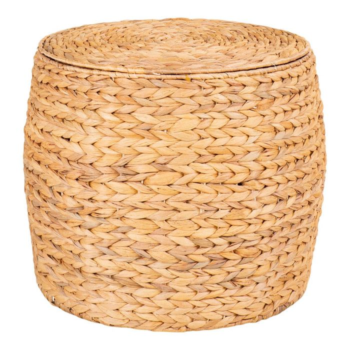 YACINE - Table dappoint Fonction Coffre de Rangement en Jacinthe Tressée