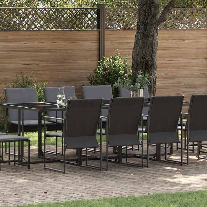 vidaXL Ensemble de jardin pour manger de 16 pièces avec des coussins en acier et en textilène - vue 3