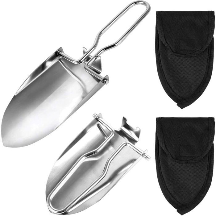 2Pcs Pelle Pliante Outils de Jardinage Pelle de Jardin en Acier Inoxydable Transplantoirs de Jardinage avec 2 Pochettes de Tran