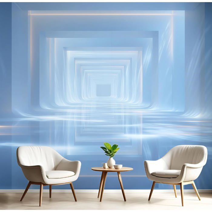 Papier Peint Minimaliste Tunnel 350x256cm 3D Bleu Wallpaper Panoramique ...