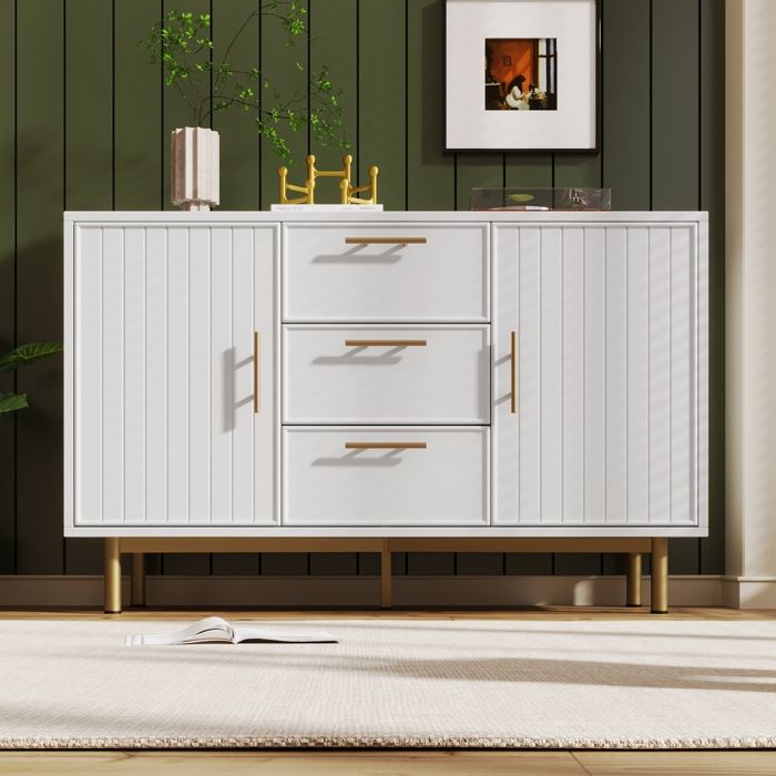 Buffet - Commode à tiroirs avec 6 tiroirs - buffet Highboard pour Chambre & tous les espaces de vie - blanc-H75 / L120 / T40cm