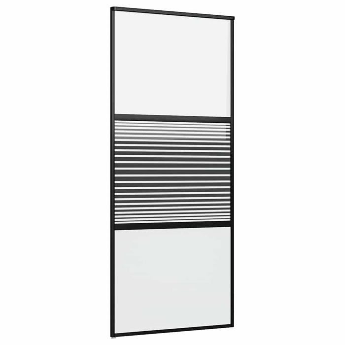 Porte coulissante en verre - vidaXL - 90x205 cm - Noir - Verre trempé - Aluminium - Design moderne - Gain de place