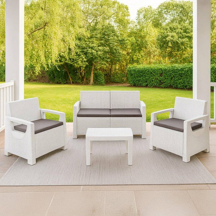 Salon de jardin Covo Dmora en plastique blanc