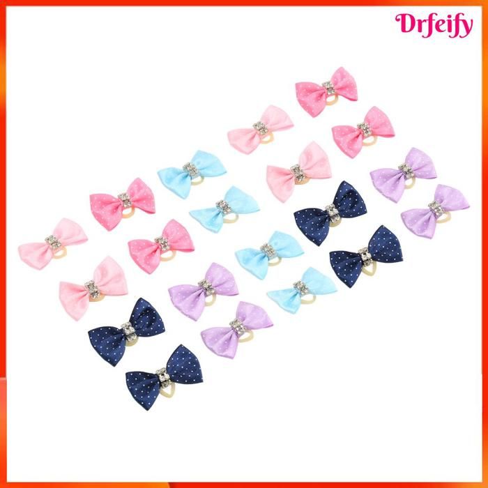 Nœuds pour poils danimaux - AKOZON - 20 pièces - Polyester - Couleurs aléatoires