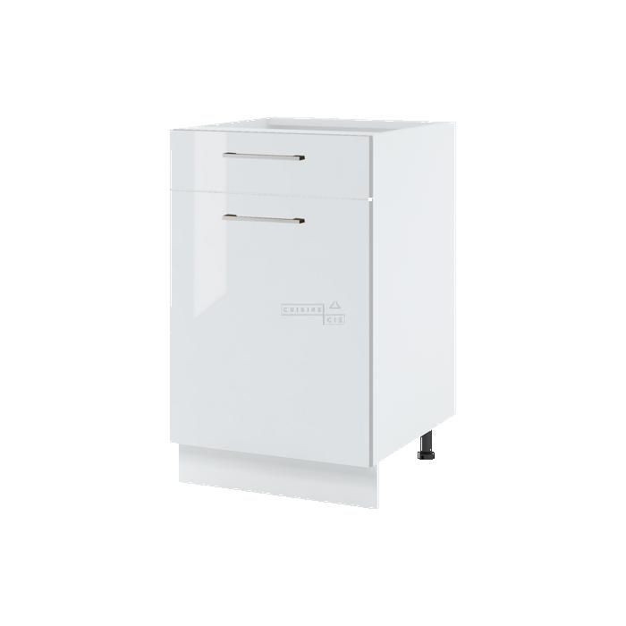 Meuble bas de cuisine Bellissi Blanc Brillant 1 porte 1 tiroir L 60 cm - Cuisineandcie
