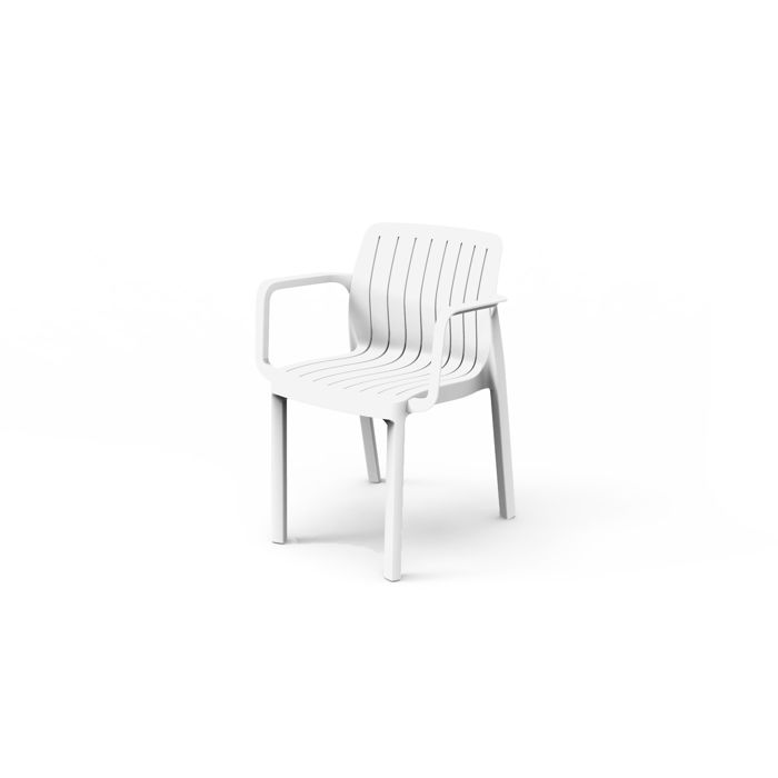 Lot de 6 chaises de jardin avec accoudoirs coloris Blanc - Longueur 58 x Profondeur 53 x Hauteur 77 cm Lot de 6 chaises de jardin avec accoudoirs coloris Blanc - Longueur 58 x Profondeur 53 x Hauteur 77 cm