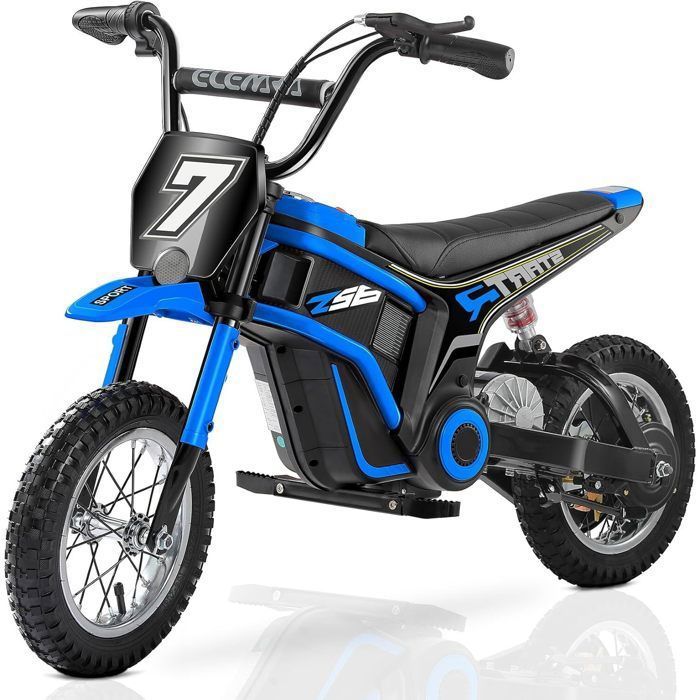 Moto tout-terrain électrique voiture électrique 24Vvitesse max 22 km/h moteur à entraînement par chaîne de 250 W Bluetooth Bleu