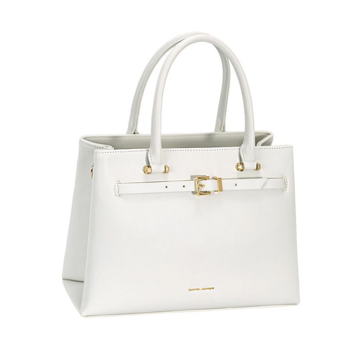 David Jones Sac à main femme grand format en similicuir lisse double compartiment et bandoulière amovible - Couleur Blanc Cassé David Jones Sac à main femme grand format en similicuir lisse double compartiment et bandoulière amovible - Couleur Blanc Cassé