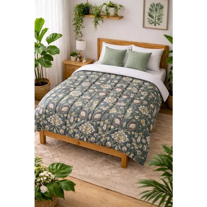 Couette - MORTREUX - Simple face Flower - 200 x 200 cm - 200 g/m² - Microfibre ultra légère