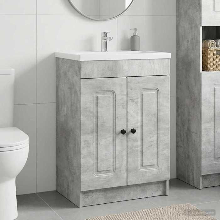 vidaXL Armoire sous évier de salle de bain Gris béton 890007