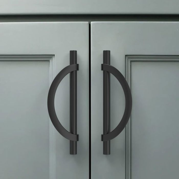 6 Pièces Poignee de Meuble Cuisine Noir 128mm Alliage de zinc Poignées Meubles avec Vis pour Bureaux Tiroirs Armoires Placard