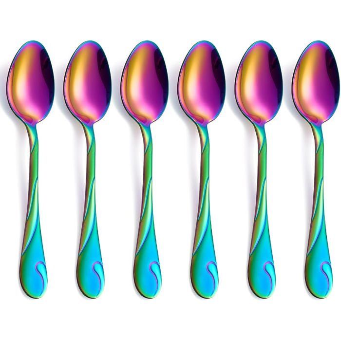 Lot de 6 cuillères à soupe arc en ciel en inoxydable de 193 cm 6 cuillères à soupe brilntes Arc en ciel