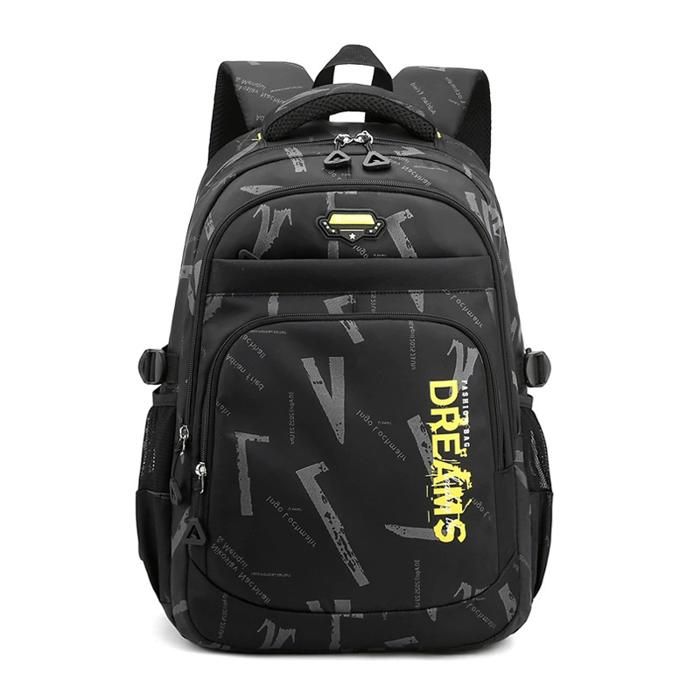 XJYDNCG Sac à Dos EnfantSac Scolaire GarçonGrande Capacité ImperméablePour Primaire Collège Lycée - Noir Jaune