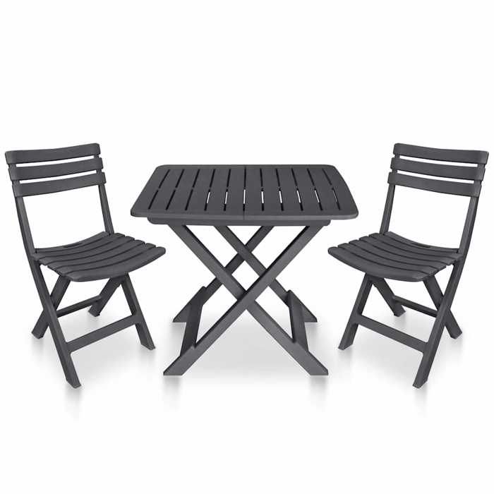 Anthracite Ensemble de bistro pliable 3 pcs Plastique Anthracite - Meuble de balcon LV59613