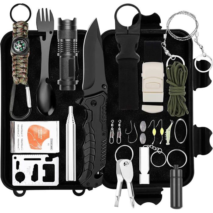 Kit de Survie 26 en 1 Kit durgence Professionnel pour lextérieur et la Maison équipement de Plein air équipement de Survie