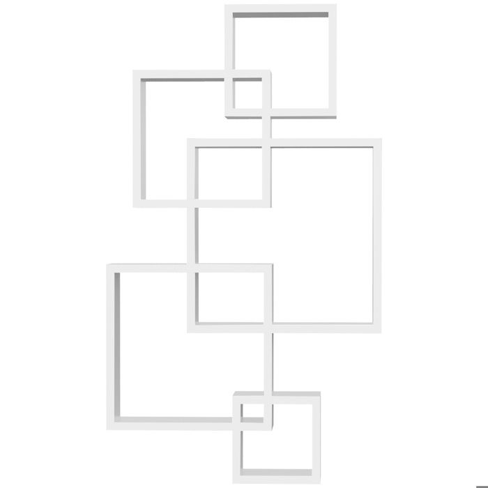5 cubes en bois massif laqué blanc étagère murale pour déco et rangement du salon ou du bureau