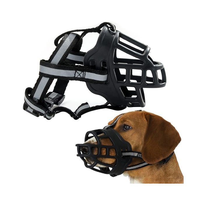 Muselière pour Chien Muselière Chien Anti Aboiement en Silicone Souple Pas Besoin denlever la Muselière pour Boire (L MUSELIERE