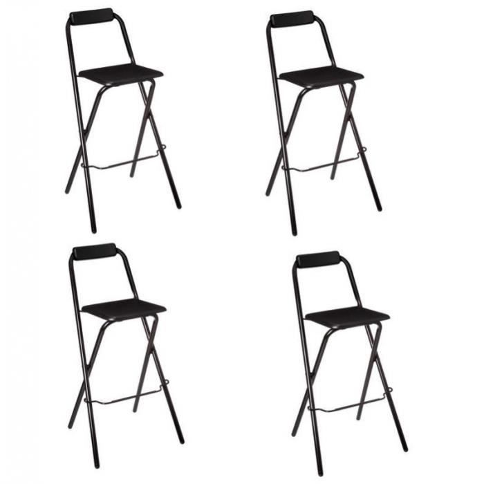 tabourets de bar - chaise de bar pliable - lot de 4 - noir - louna