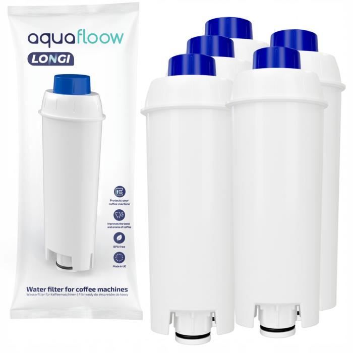 Lot de 5 cartouches de filtre à eau AquaFloow Longi pour machines à café DeLonghi