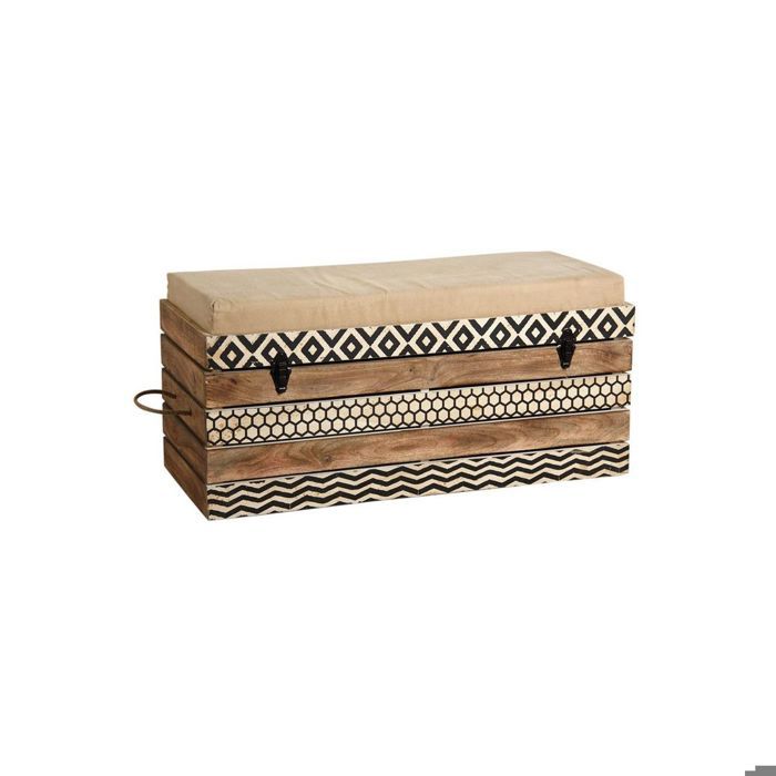 Banc coffre de rangement en bois de manguier - Cdiscount Maison