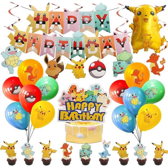 Decoration Anniversaire pour Enfants, 47 Pièces Deco de Fête Anniversaire  Garçons, Happy Birthday Decoration avec Pokemon, Bal[218] - Cdiscount Maison