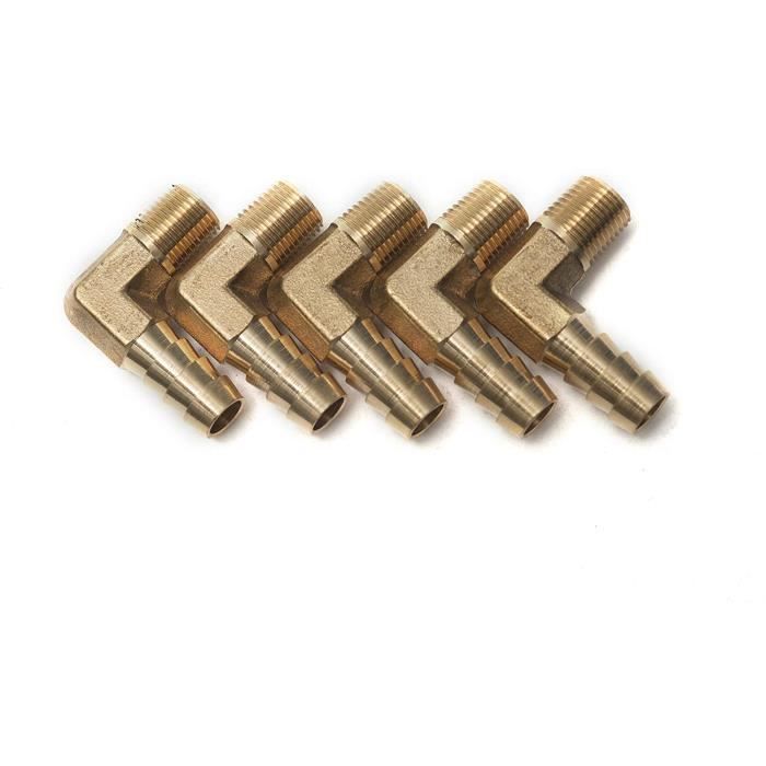 4 Raccords Laiton 90° 8mm - Coude Barbelé Pour Tuyau - Idéal Gaz, Eau, Air Et Industrie