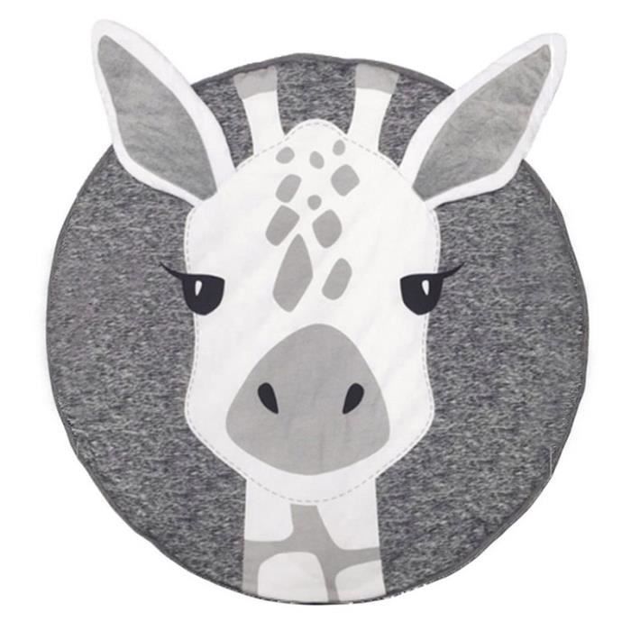 Tapis De Jeu Bébé KIKOM 90cm - Coton Doux Motif Animaux | Tapis Rampant Décoration Chambre Enfant