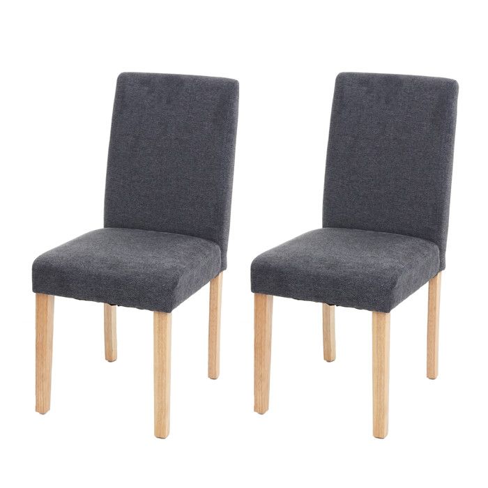 2x chaise à manger chaise de cuisine Littau - textile gris anthracite pieds clairs 2x chaise à manger chaise de cuisine Littau - textile gris anthracite pieds clairs