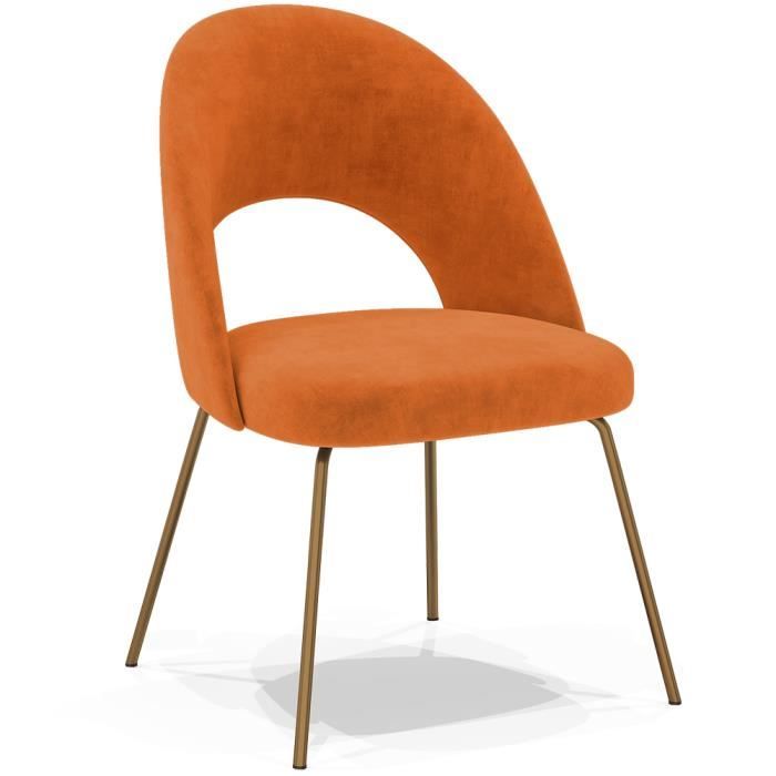 Chaise de salle à manger - Tapissée en velours - Maeve Orange