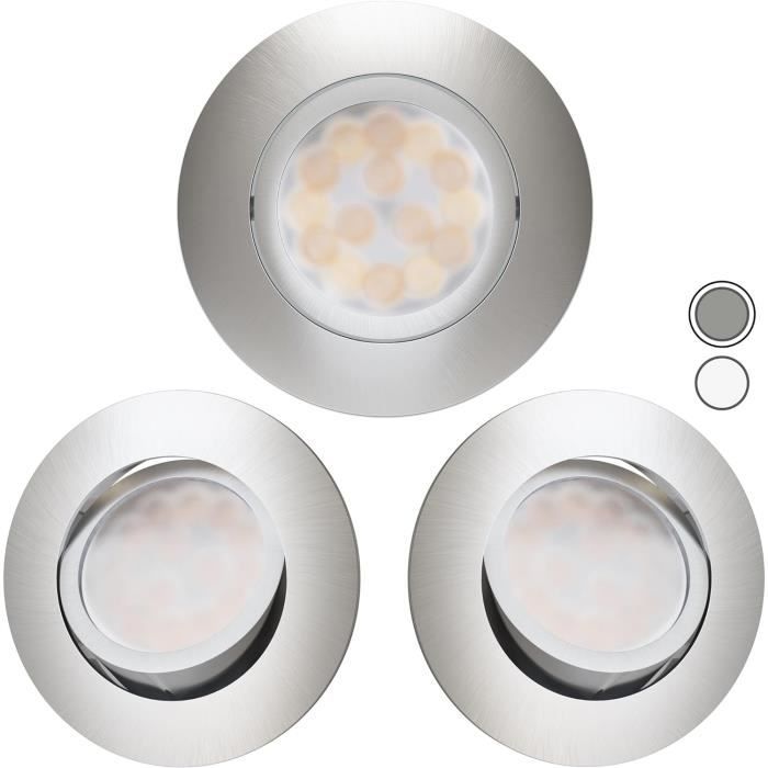 Scandinavian home Set van 3 regelbare warm witte 230V 4.3W LED inbouwspots 68mm - 75mm I badkamer I CRI 90 350lm 3000K 68mm I Mat wit