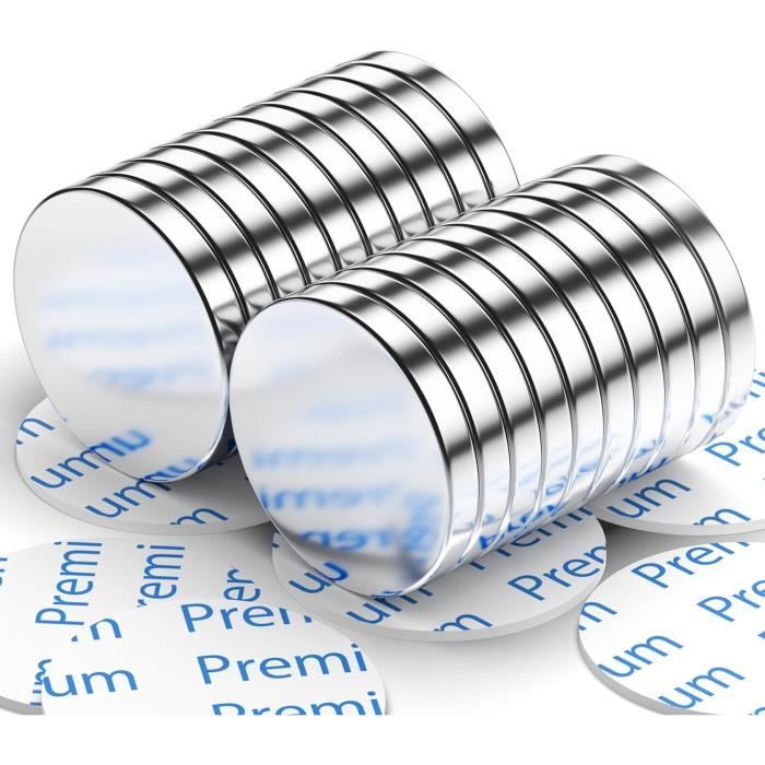 Lot De 60 Aimants Néodyme Puissants - 20x2 Mm - Pour Frigo, Tableau Magnétique, Bricolage - Argenté, Forte Adhérence