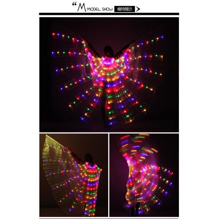 Zebery Ailes LED pour adulte costumes de danse du ventre ailes d'Isis lumineuses ailes de papillon d'Isis à LED 