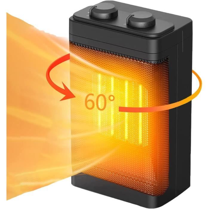 Termoventilatore In Ceramica Zyle ZY10FH 1200-1500W Nero/Oro Con Fiamma Effetto Timer