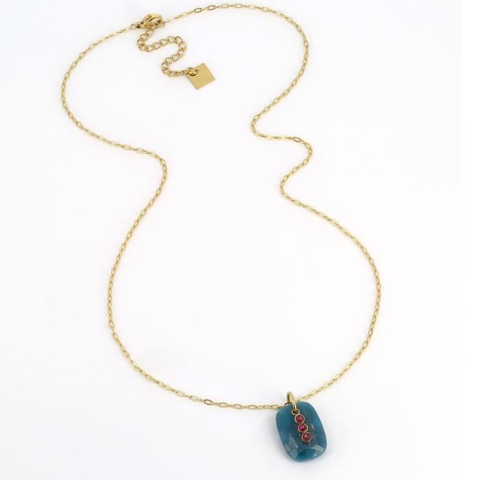 Collier Agios argent 925 avec camée bleu et zircons | vente en ligne Collier Agios argent 925 avec camée bleu et zircons | vente en ligne